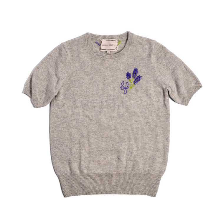 BF Lavender Custom Cashmere Short Sleeve Sweater
