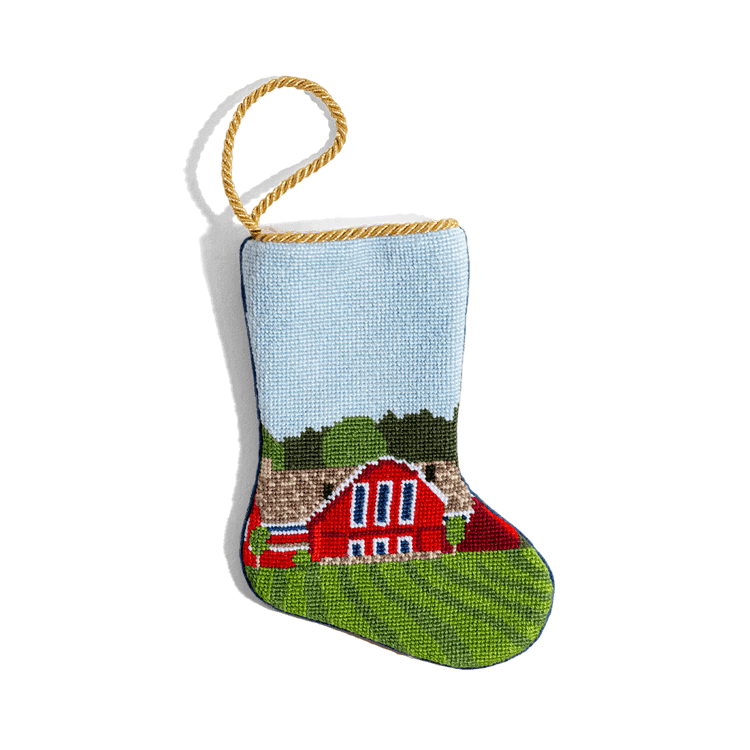 Barn Needlepoint Stocking Ornament