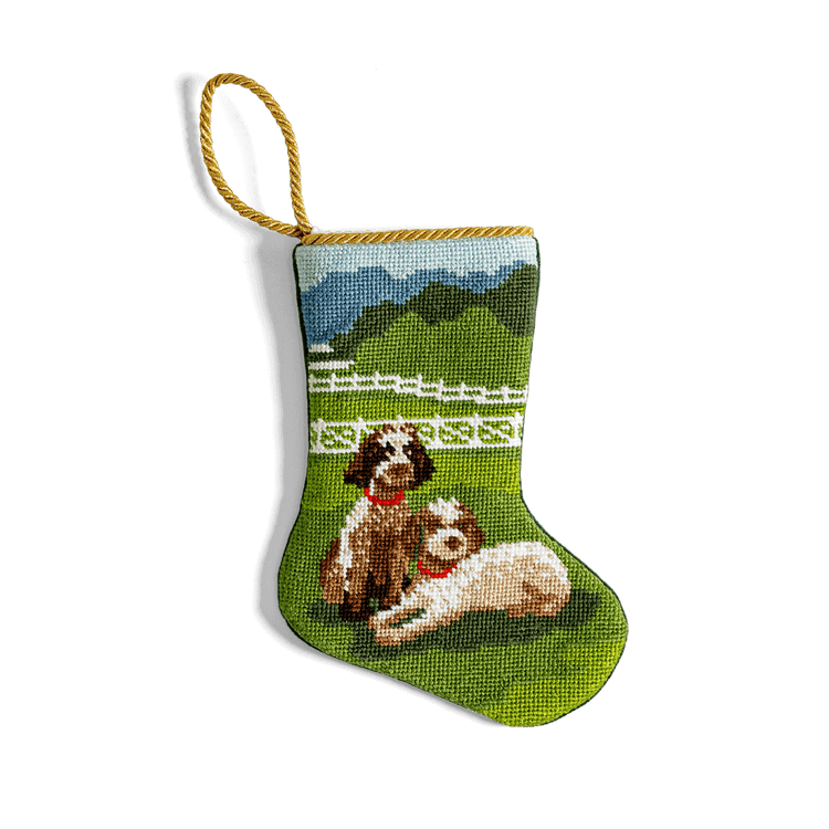 Truffle Pup Needlepoint Stocking Ornament