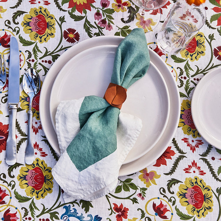 Hand Stamped Green Napkin