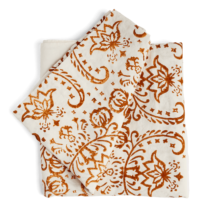 Hand Stamped Linen Tablecloth