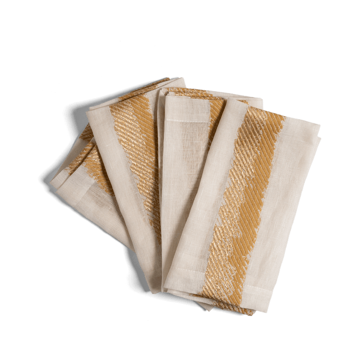 Gold Striped Linen Napkin Set