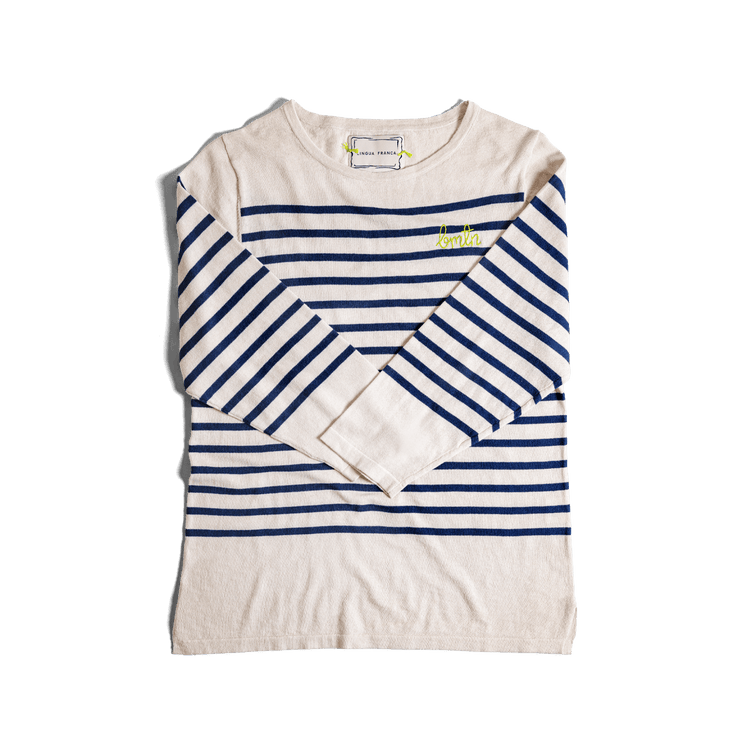 Blackberry Mountain Custom Cashmere Striped Boatneck Sweater