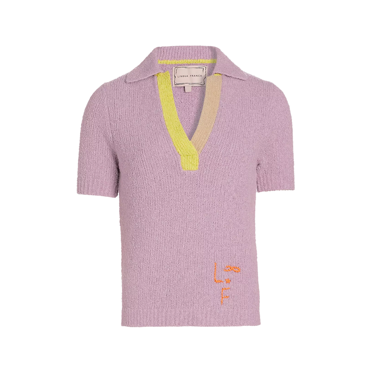 Lingua Franca Miller Bouclé-Knit Polo Lilac