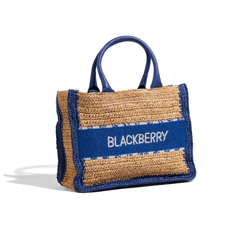 BF Beaded Raffia Bag Blue