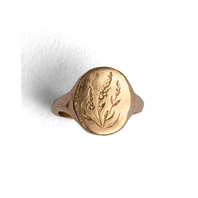 Floral Engraved Signet Ring Lavender