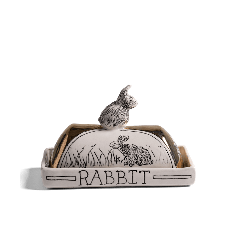 Gold Rabbit Butterdish