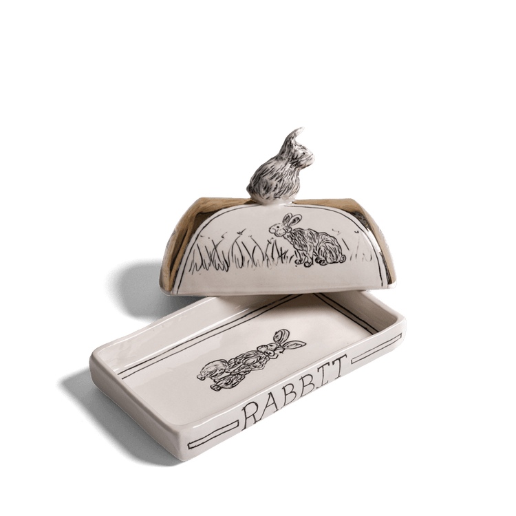 Gold Rabbit Butterdish