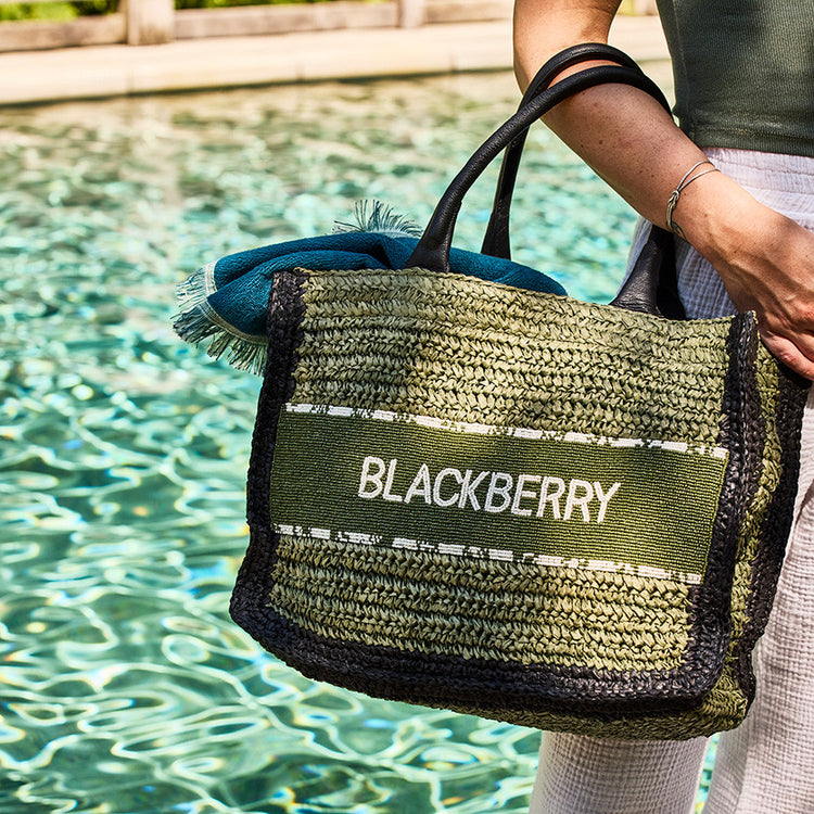 BF Beaded Raffia Bag Green