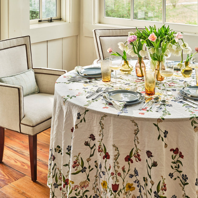 S&B x John Derian Round Botanical Wildflower Tablecloth