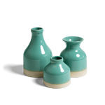 Wellhouse Pottery Aqua Vase Trio