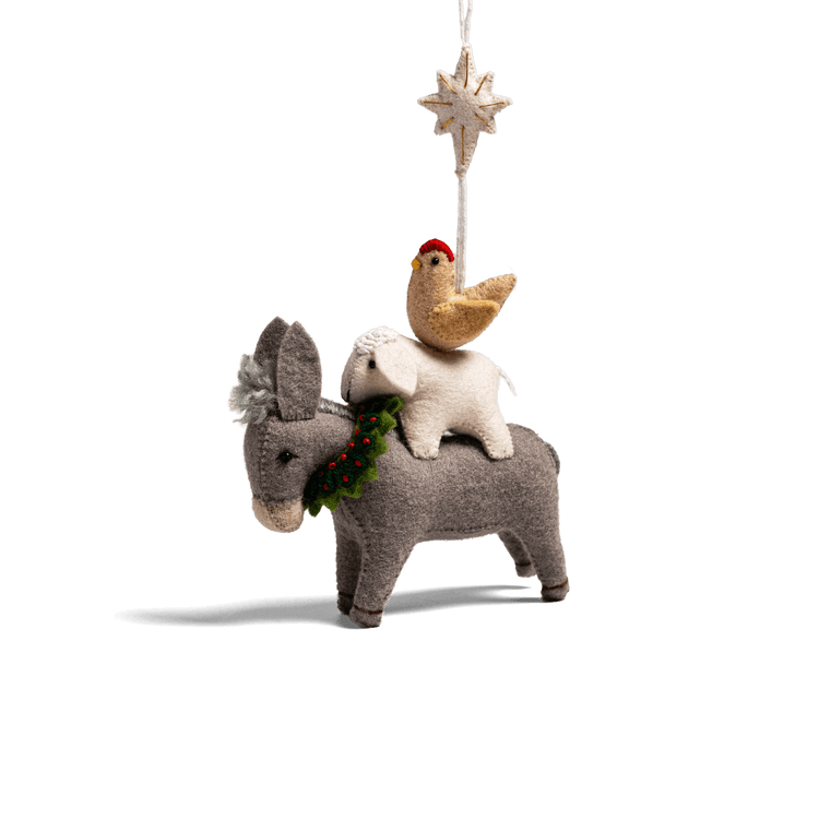 Stacked Animals Wool Ornament