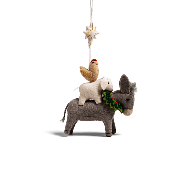Stacked Animals Wool Ornament