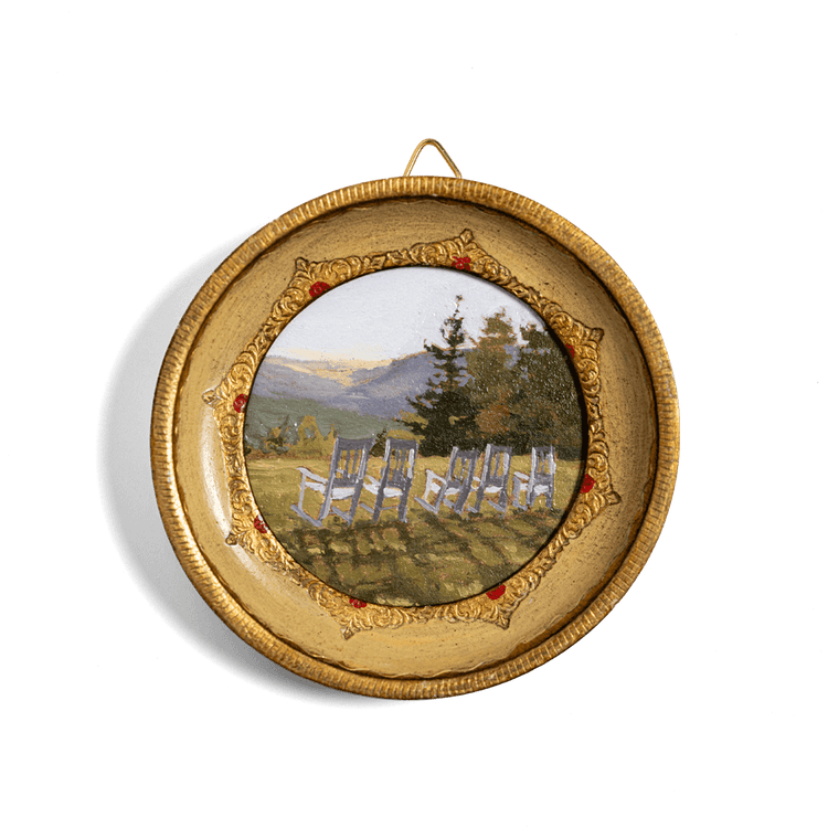 Antique Frame with Hand Painted Rocking Chairs