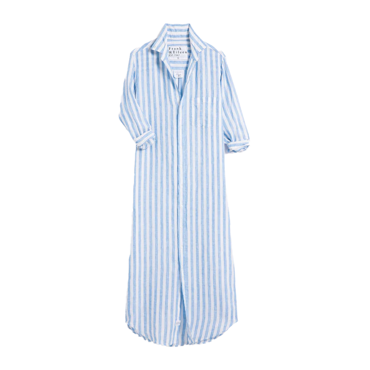 Frank & Eileen Maxi Shirt Dress Blue Striped