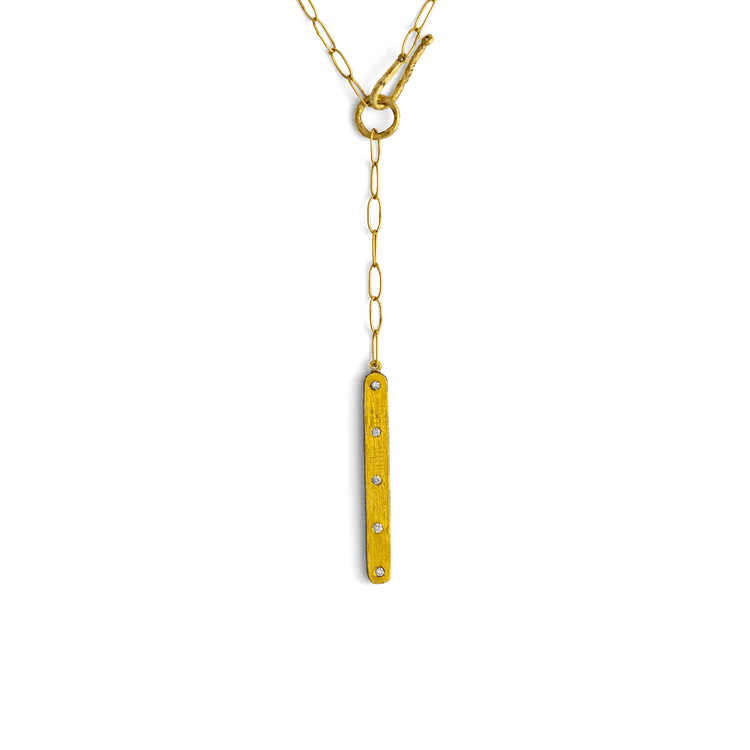 Diamond Rod Lariat Necklace