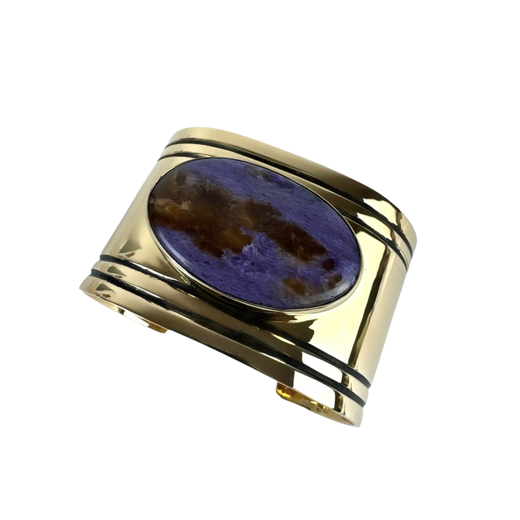 Brass Cuff with Charoite
