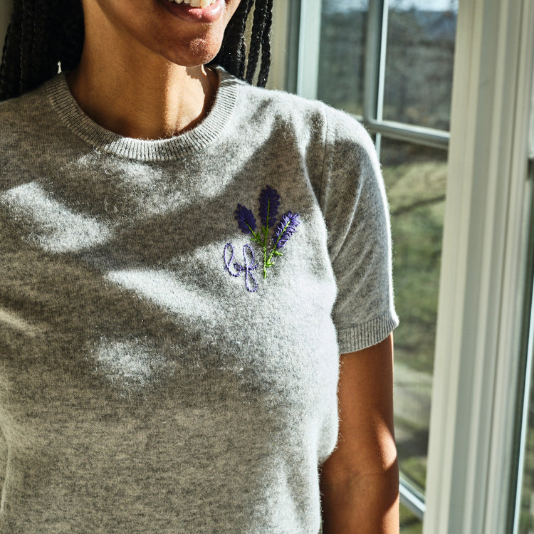 BF Lavender Custom Cashmere Short Sleeve Sweater