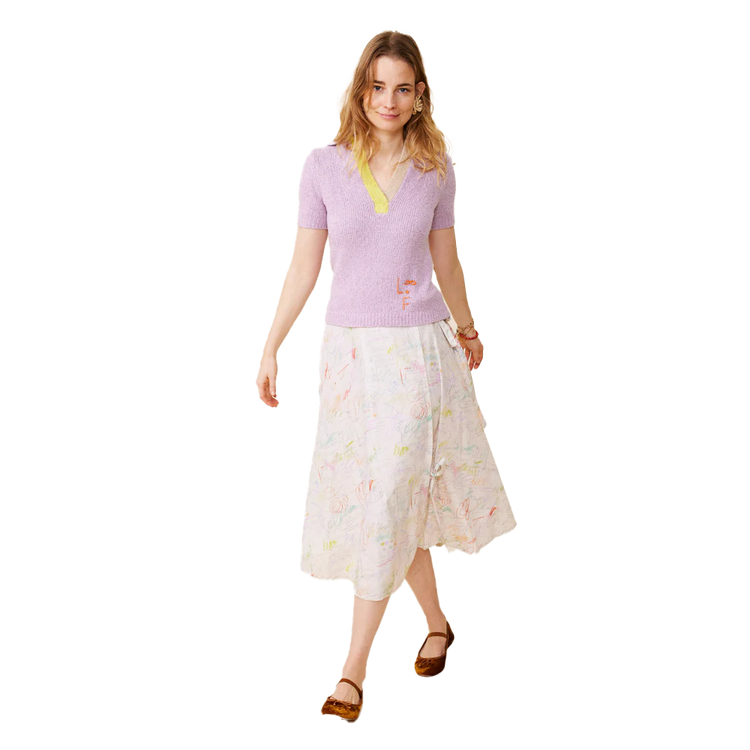 Lingua Franca Miller Bouclé-Knit Polo Lilac