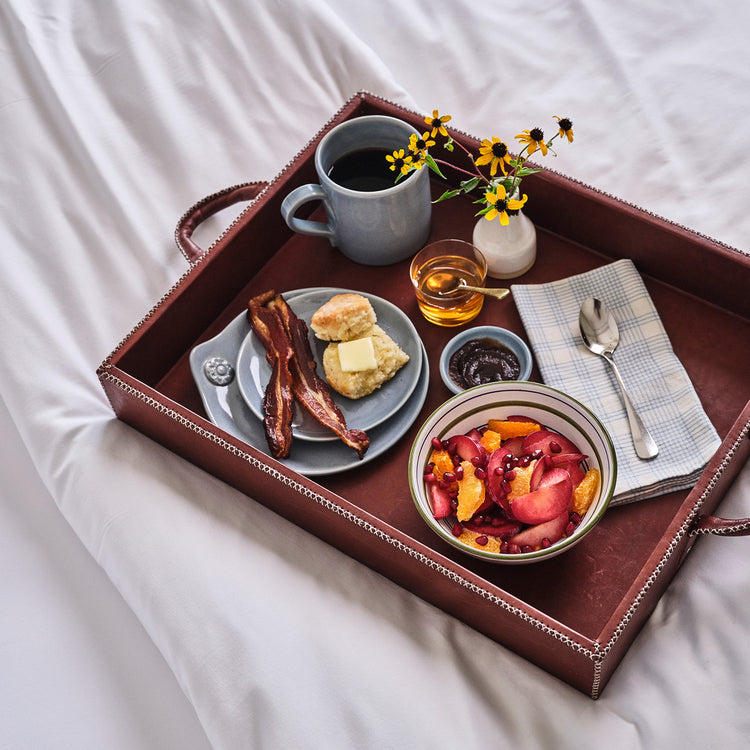 Large Leather Tray with Handles