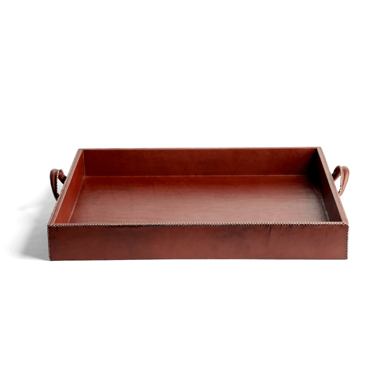 Large Leather Tray with Handles