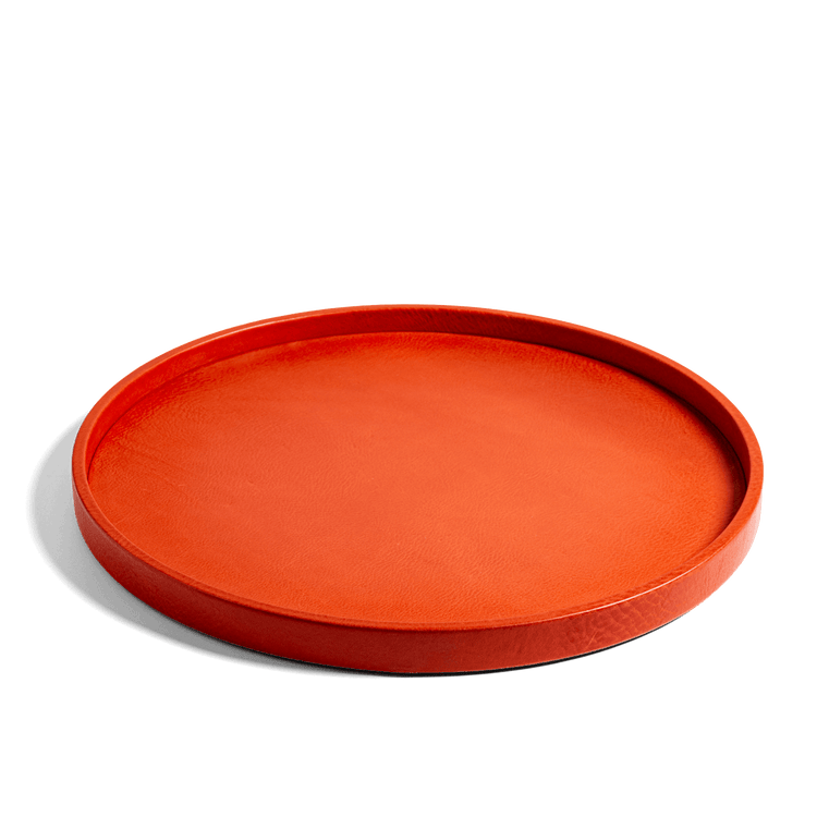 Large Leather Round Tray