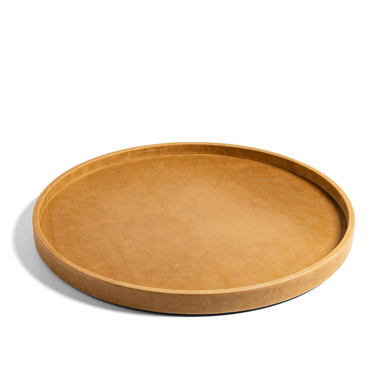 Large Leather Round Tray