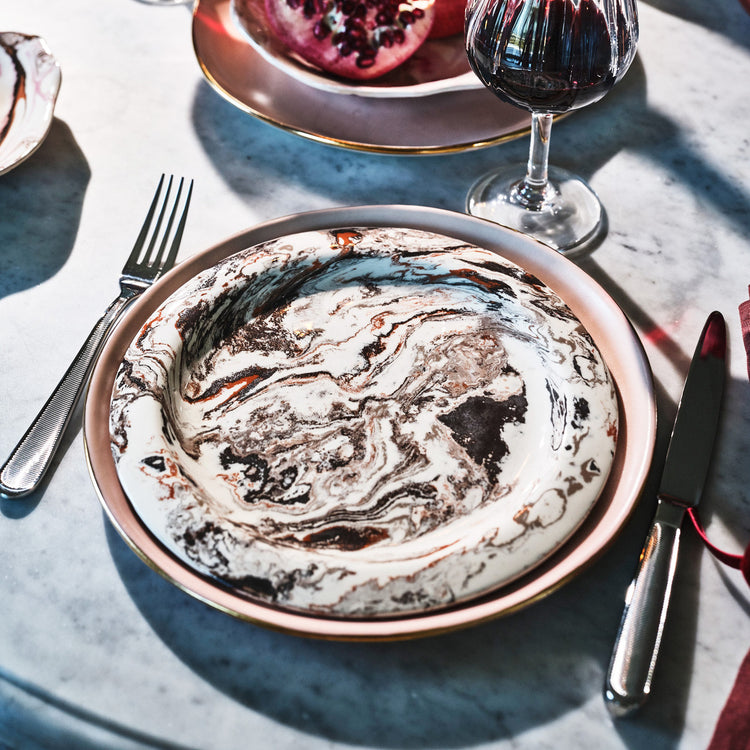 Marbleized Ceramic Plate Sienna