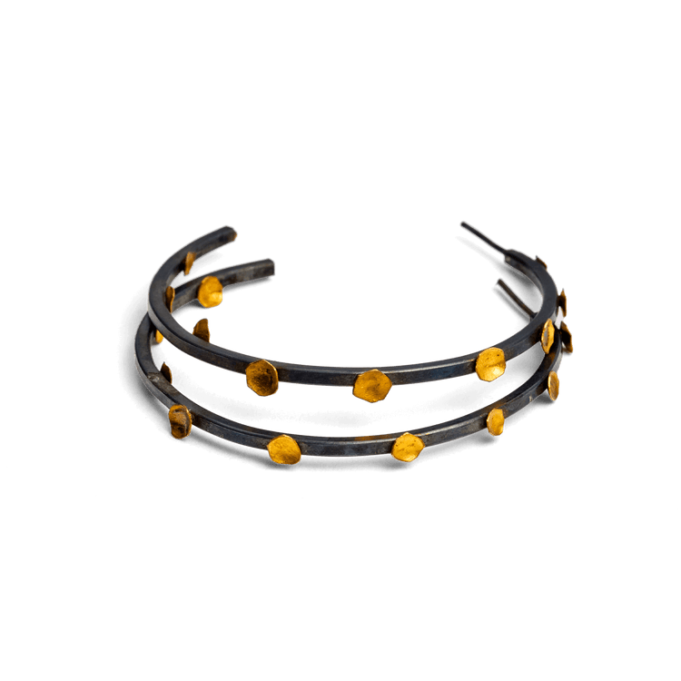 Silver Hoops with Eggshell