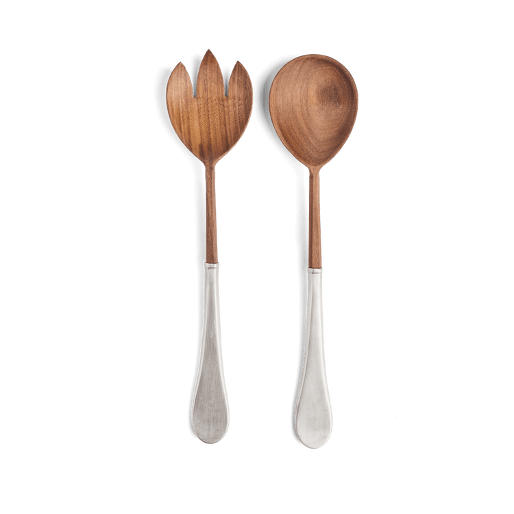 Pewter and Wood Serving Set