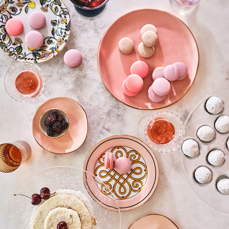 Pink Holiday Pottery Dinner Plate