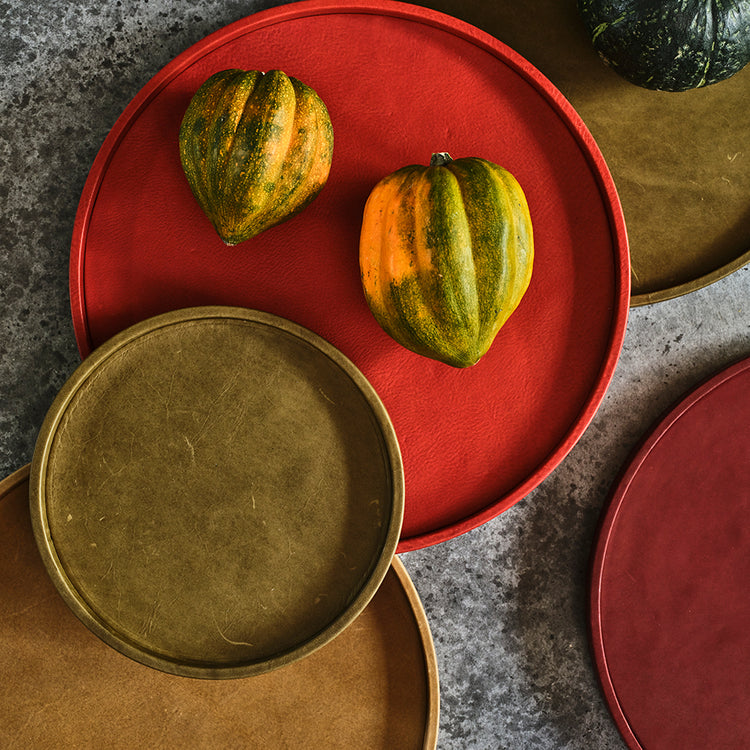 Small Leather Round Tray