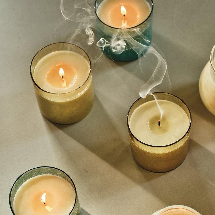 Handblown Colored Glass Candle