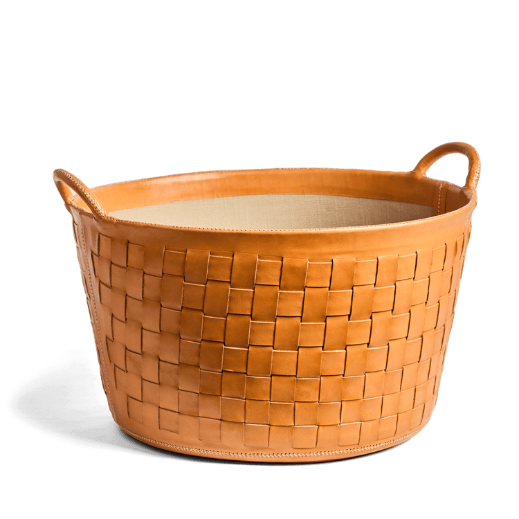 Large Leather Braided Basket