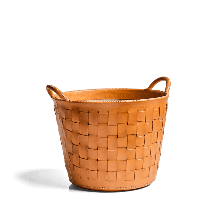 Small Leather Braided Basket