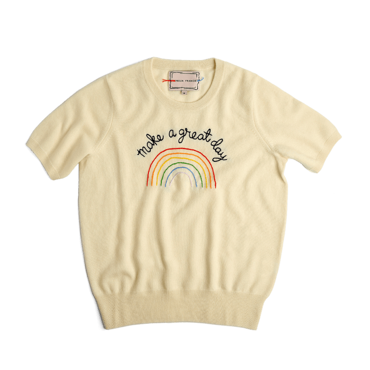 Make a Great Day Custom Cashmere Short Sleeve Sweater