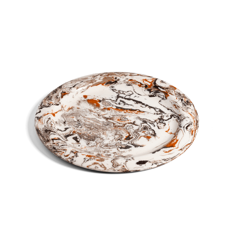 Marbleized Ceramic Plate Sienna