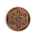 Hand Carved Wooden Snowflake Ornament Walnut Border