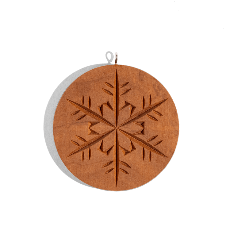 Hand Carved Wooden Snowflake Ornament Cherry