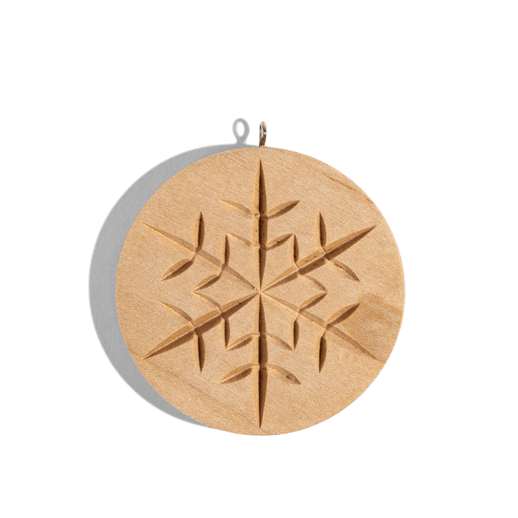 Hand Carved Wooden Snowflake Ornament Maple