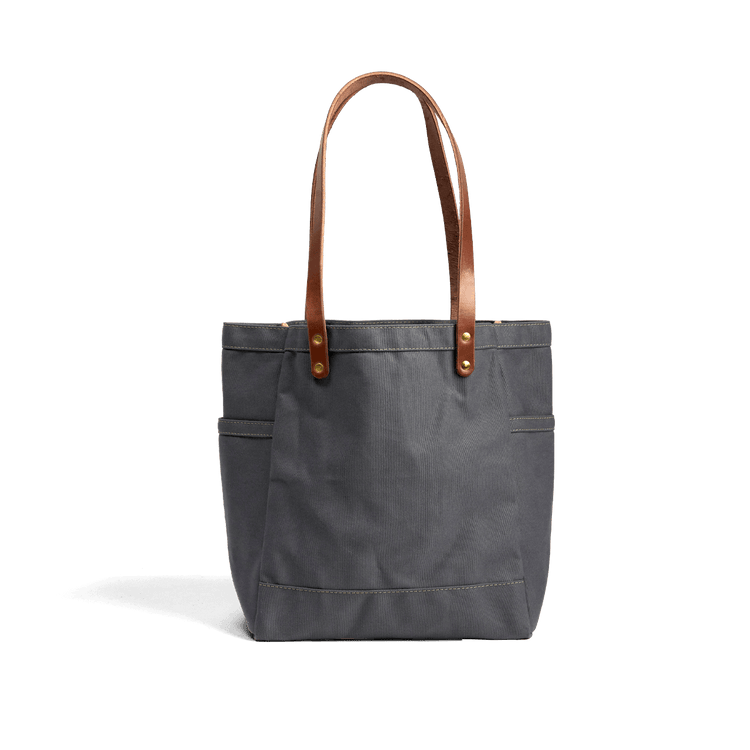 Blackberry Mountain Canvas Tote grey back