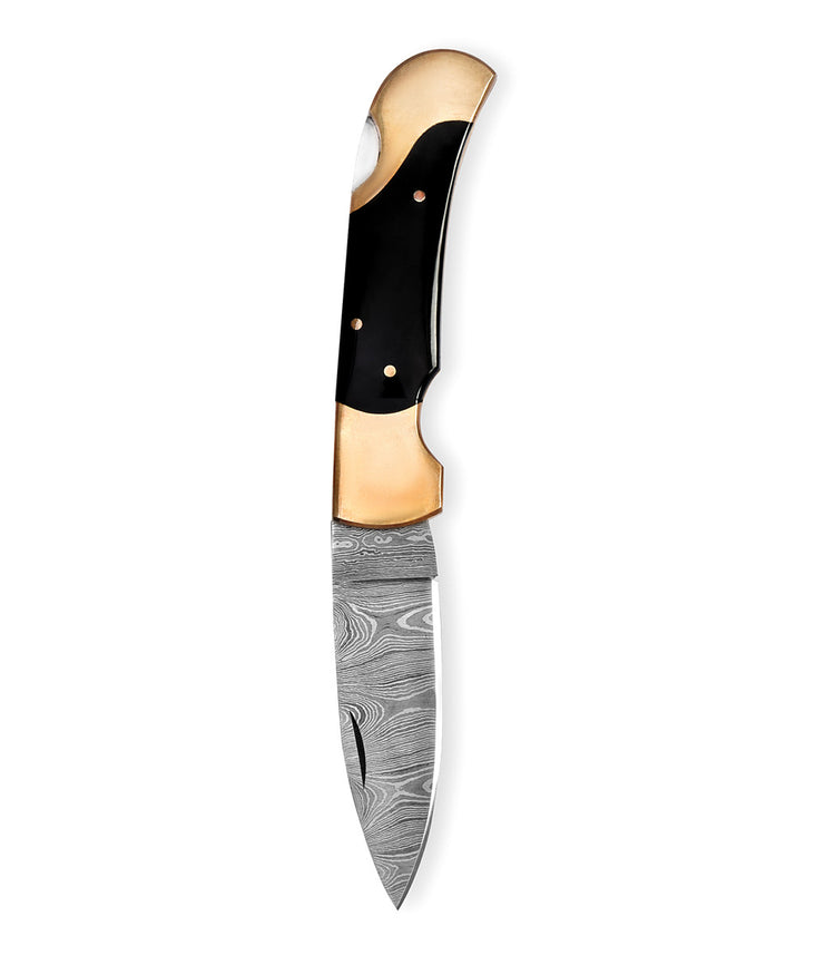 Damascus Folding Knife Buffalo