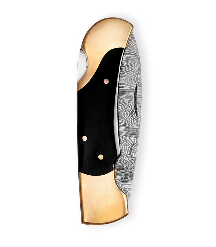 Damascus Folding Knife Buffalo