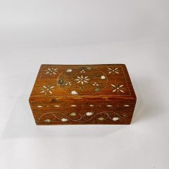 Teak Inlay Box Brass and Bone