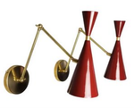 Brass & Red Monolith Sconces