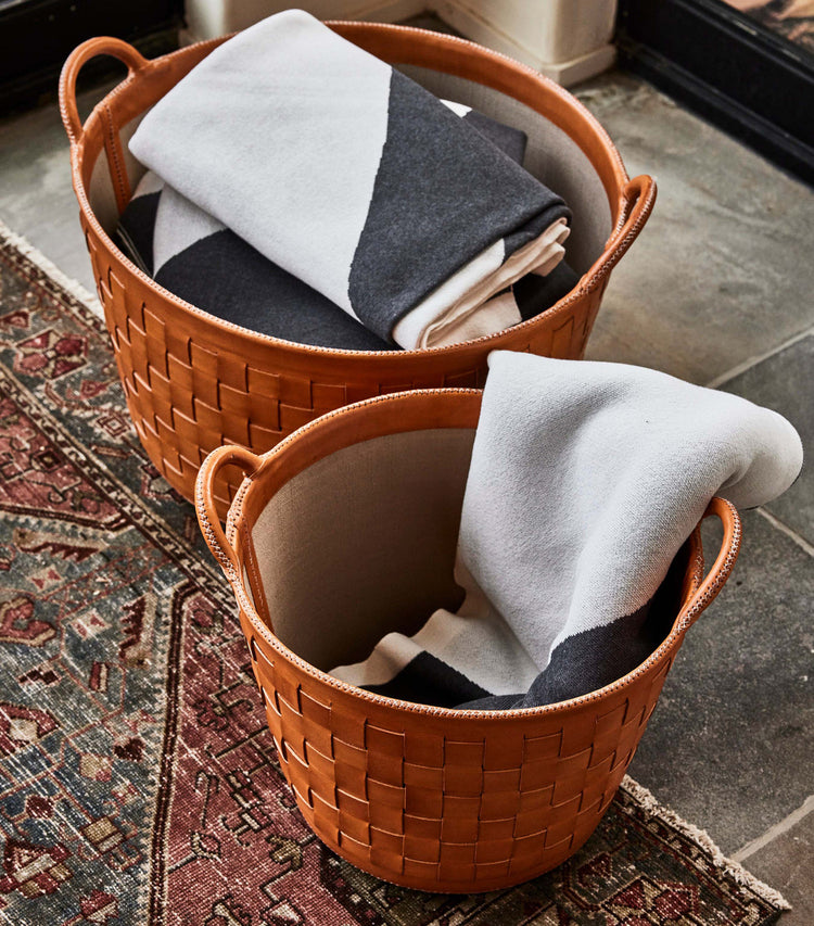 Leather Braided Basket